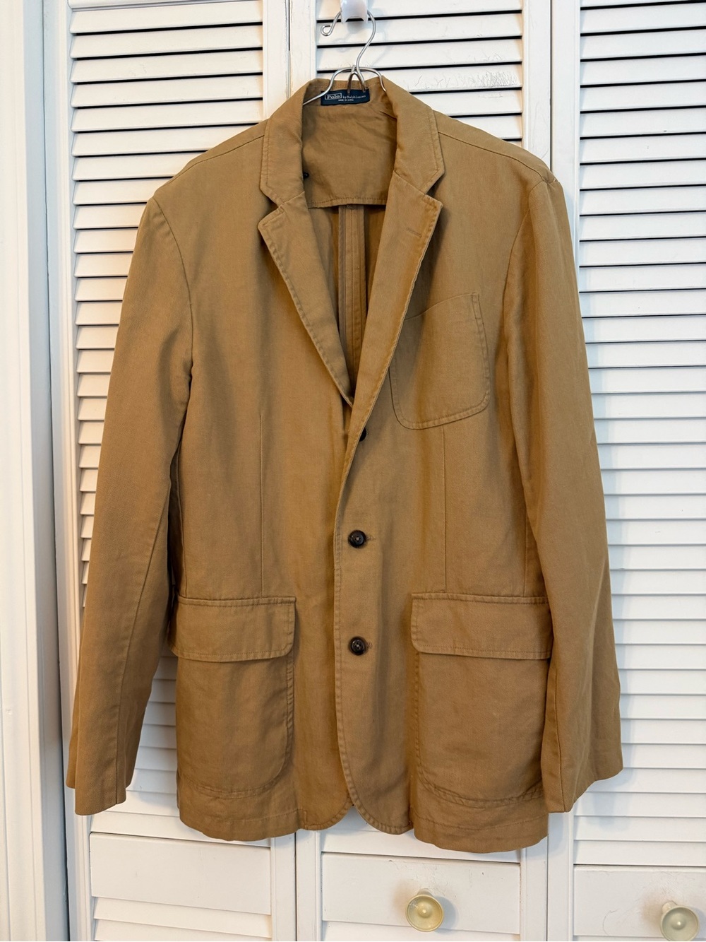 Vintage Polo Ralph Lauren Mens 42L Canvas Blazer Jacket Brown Utility Grunge